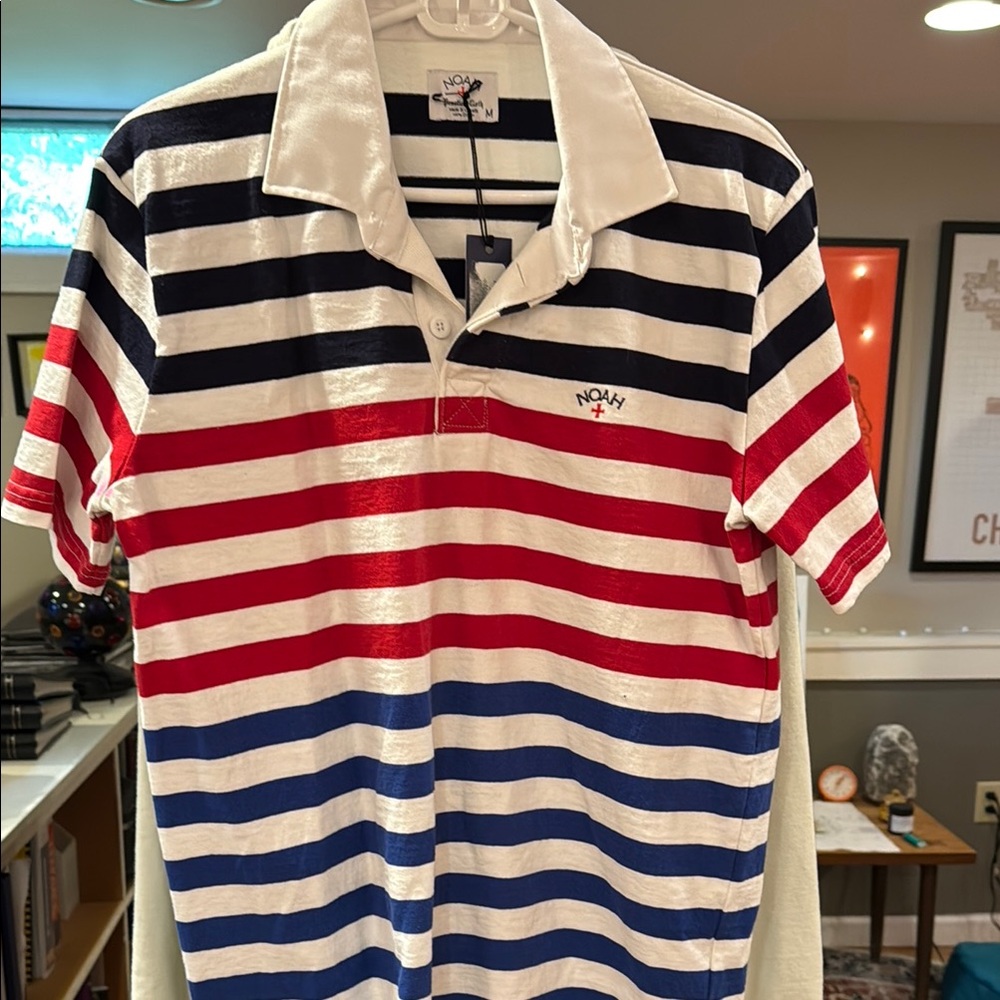Noah NYC X Practice Cloth Rugby Shirt Men's M Striped Red, White, and Blue